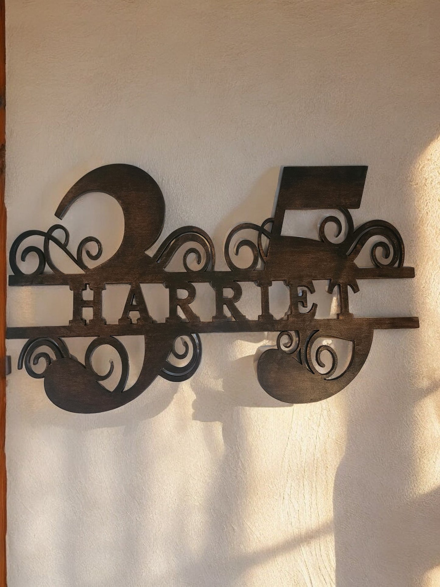 Monogram House Number Birch Sign