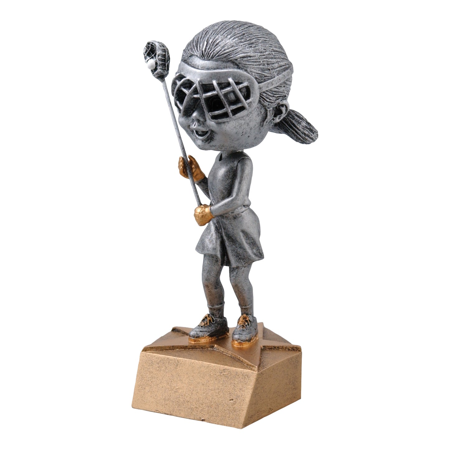 KIDS BOBBLEHEAD RESIN - FEMALE LACROSSE (BH-564)