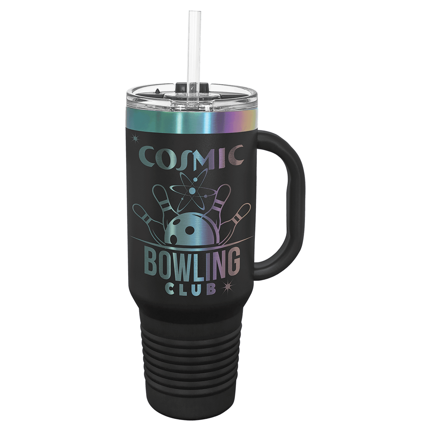 Ion Plated 40 oz. Travel Mug with Handle, Straw Included