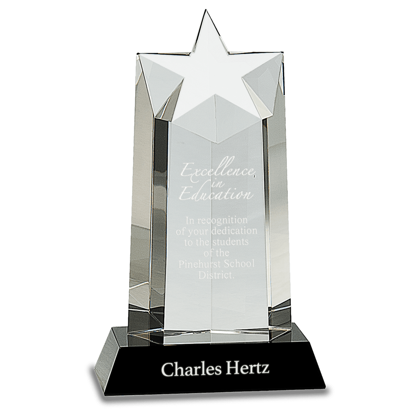 Crystal Star Column on Black Pedestal Base