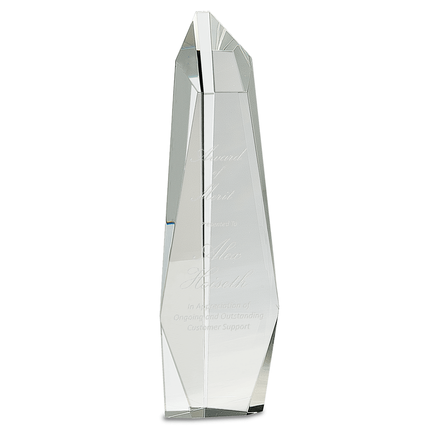 12" Clear Crystal Facet Slant-Top Tower