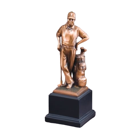 COPPER COLLECTION - LARGE 11" RESIN CASUAL GOLFER TROPHY (RFB054)