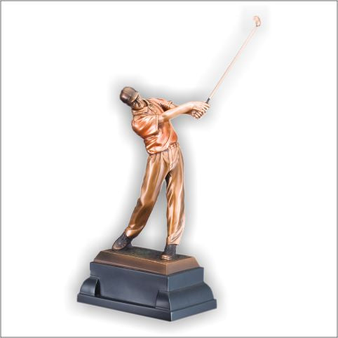 COPPER COLLECTION - LARGE 14" RESIN GOLFER TROPHY (RFB071)