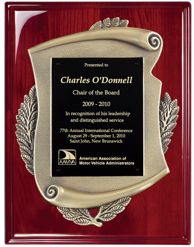 Rosewood Piano Finish Plaque w/ Bronze Casting