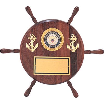 Shipwheel Plaque, Genuine Walnut