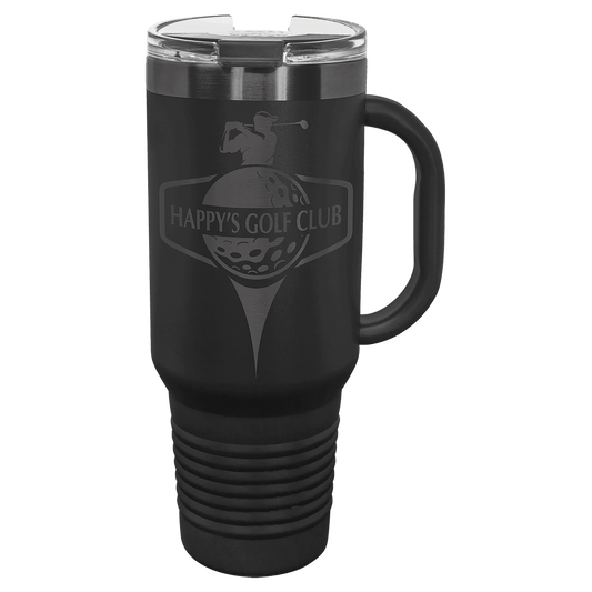 Ion Plated 40 oz. Travel Mug with Handle, Straw Included