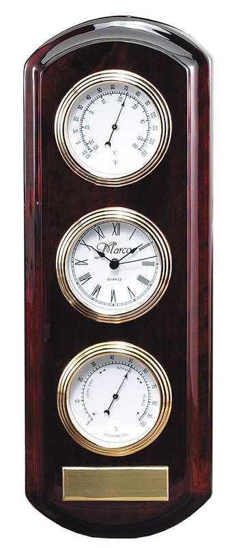 Rosewood Hydrometer, Barometer & Quartz Clock